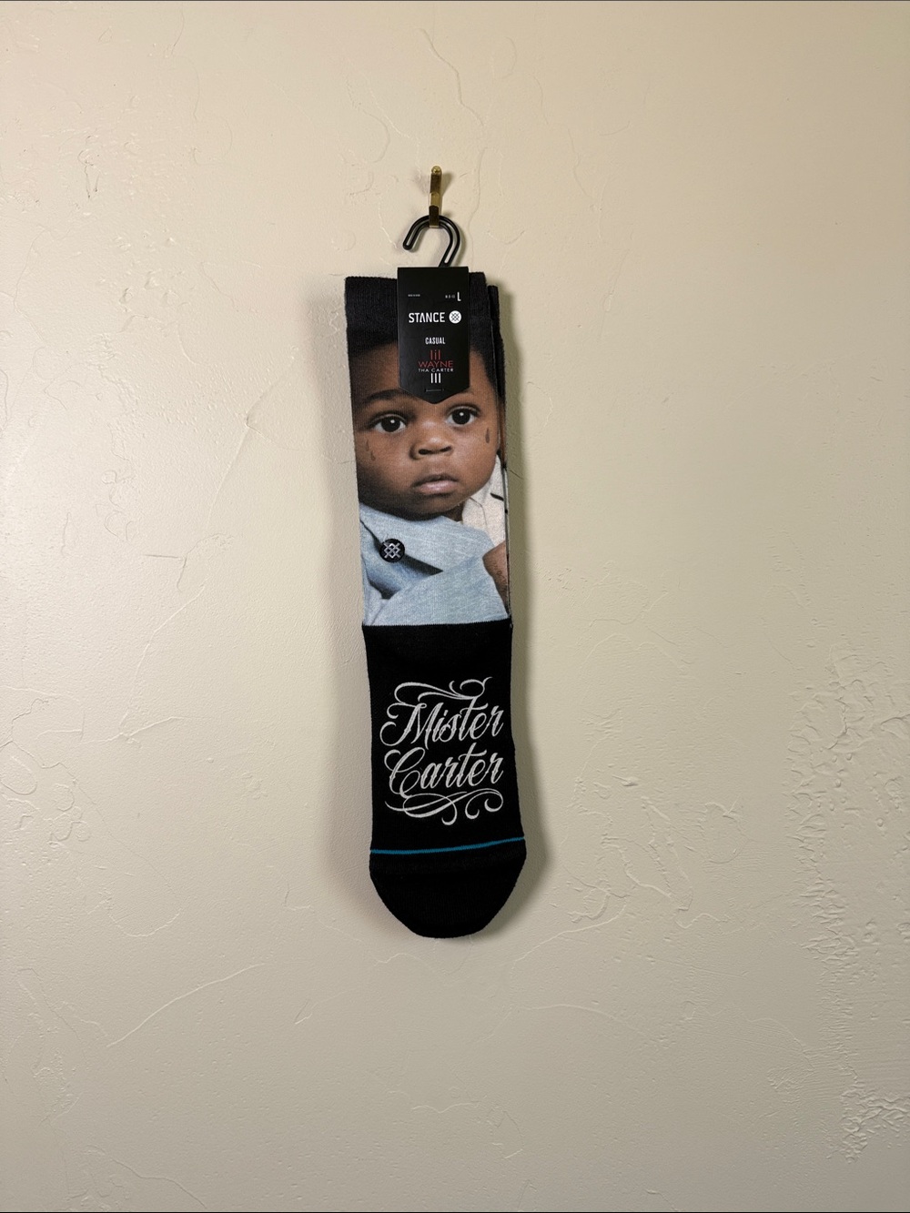 Stance Mister Carter Portrait Crew Socks - Black & Light Blue